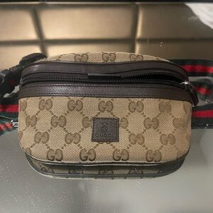 Gucci Beige and Brown Monogram Belt Bag